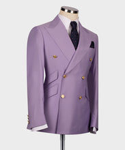 Load image into Gallery viewer, Lavender Double- Breasted Gold Button Suit