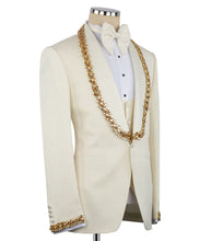 Load image into Gallery viewer, White-Gold Detailed Collar &amp; Sleeves Jewelry Tuxedo