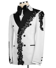 Load image into Gallery viewer, White Jewelry Tuxedo with Black Rhinestones