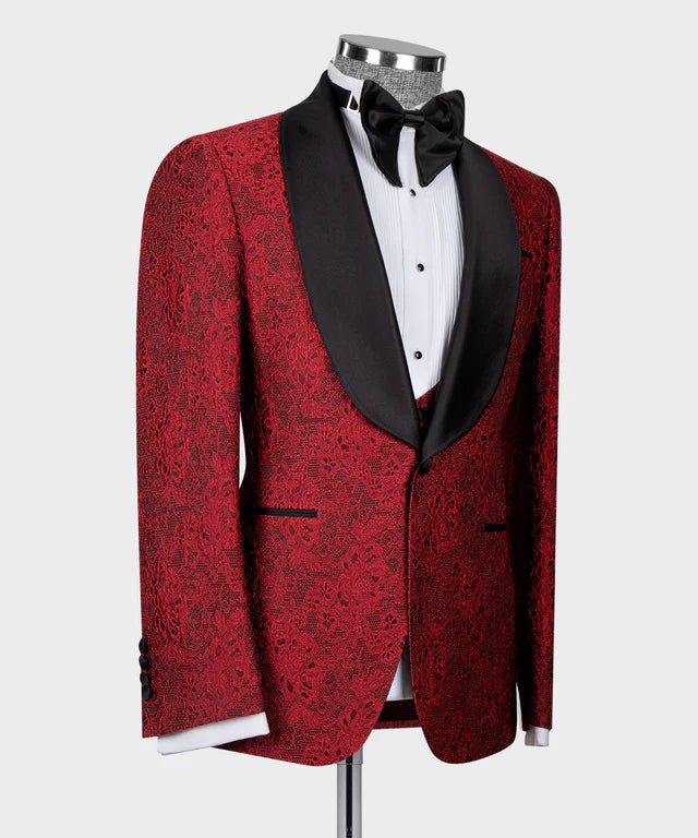 Red Tuxedo with Black Satin Collar – TailorEfe