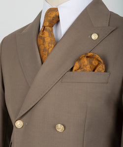 Brown Double-Breasted Suit