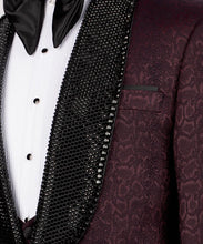 Load image into Gallery viewer, Burgundy Embroidered Collar Tuxedo