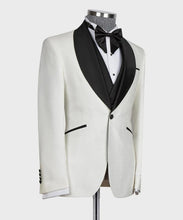 Load image into Gallery viewer, Cream Tuxedo With Black Wide Lapel