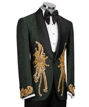 Load image into Gallery viewer, Stone Embroidered Green Tuxedo
