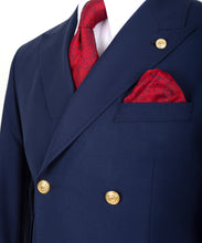 Load image into Gallery viewer, Gold Button Dark Blue Double-Breasted Suit