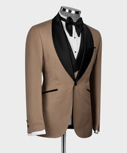 Load image into Gallery viewer, Light Brown Tuxedo With Black Wide Lapel