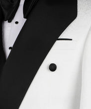 Load image into Gallery viewer, White Double-Breasted Tuxedo with Black Geometric Collar