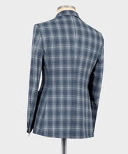 Load image into Gallery viewer, Blue Plaid Double-Breasted Suit