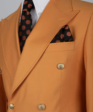 Load image into Gallery viewer, Tangerine Orange Gold Button Double Breasted Suit