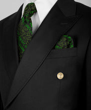 Load image into Gallery viewer, Black Double Breasted Gold Button Suit