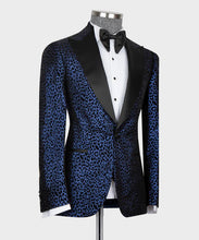 Load image into Gallery viewer, Blue- Black Leopard Print Tuxedo