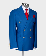 Load image into Gallery viewer, Gold Six Button Blue Double-Breasted Suit