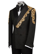 Load image into Gallery viewer, Gold Stone Embroidered Black Tuxedo