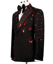 Load image into Gallery viewer, Black Tuxedo with Red Stone Embroidery