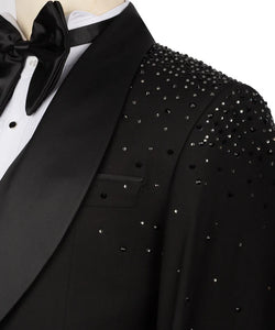 Black Tuxedo with Shoulder Stone