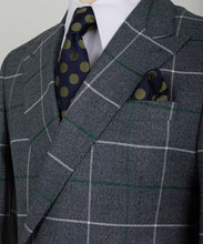 Load image into Gallery viewer, Gray-Green Checkered Double-Breasted Suit