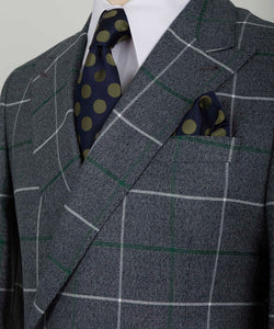 Gray-Green Checkered Double-Breasted Suit