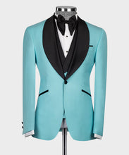 Load image into Gallery viewer, Light Blue Tuxedo With Black Wide Lapel