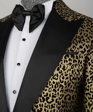 Load image into Gallery viewer, Gold-Black Leopard Print Tuxedo