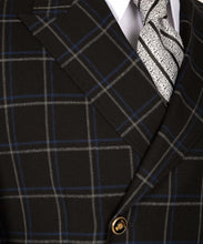 Load image into Gallery viewer, Blue-Gray Plaid Six Button Black Double-Breasted Suit