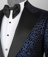 Load image into Gallery viewer, Blue- Black Leopard Print Tuxedo