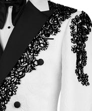 Load image into Gallery viewer, White Jewelry Tuxedo with Black Rhinestones
