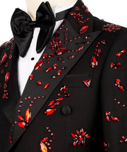 Load image into Gallery viewer, Black Tuxedo with Red Stone Embroidery