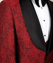 Load image into Gallery viewer, Red Tuxedo with Black Satin Collar