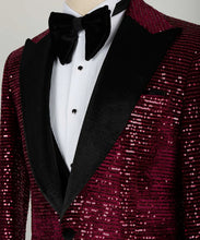 Load image into Gallery viewer, Burgundy - Black Velvet Tuxedo