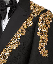 Load image into Gallery viewer, Gold Stone Embroidered Black Tuxedo