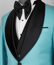 Load image into Gallery viewer, Light Blue Tuxedo With Black Wide Lapel