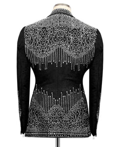 Tuxedo with stone embroidery on trousers, jacket and vest