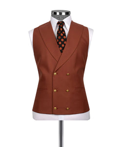 Rust Orange Classic Vest Suit