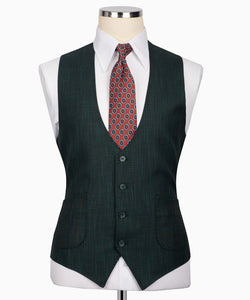 Dark Green Plaid Three Piece Suit