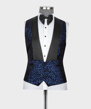 Load image into Gallery viewer, Blue- Black Leopard Print Tuxedo