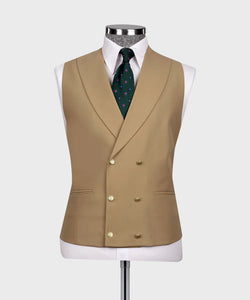 Beige -Tan Classic Vest Suit