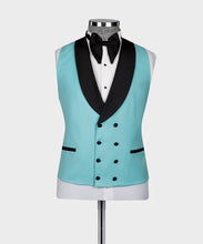 Load image into Gallery viewer, Light Blue Tuxedo With Black Wide Lapel