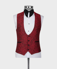 Load image into Gallery viewer, Red Tuxedo with Black Satin Collar