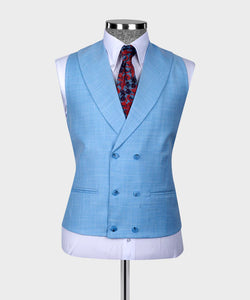 Light Blue Classic Vest Suit
