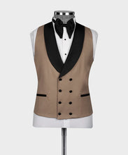 Load image into Gallery viewer, Light Brown Tuxedo With Black Wide Lapel