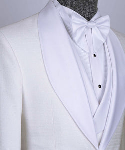 White Tuxedo With White Wide Lapel