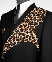 Load image into Gallery viewer, Black Tuxedo with Gold button and signature panther brooch
