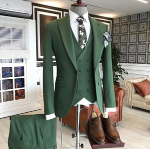 Green Peak Lapel 3-Piece Suit
