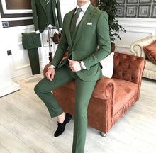 Load image into Gallery viewer, Green Peak Lapel 3-Piece Suit