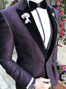 Deep Burgundy Velvet Detail Formal Tuxedo 5.3421