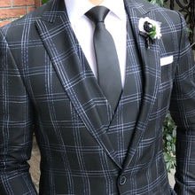 Load image into Gallery viewer, Black Chalked Windowpane 3-Piece Suit