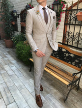 Load image into Gallery viewer, Tan Houndstooth Pattern 3-Piece Suit